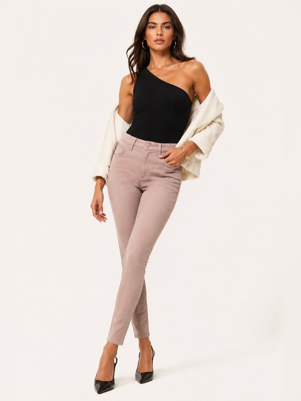 AG Jeans Farrah Ankle Seamless High Rise Skinny Blush Pink Womens 27 NWT